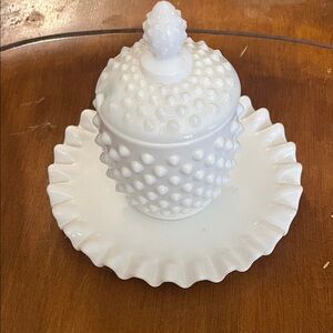 Fenton Hobnail jam set without spoon